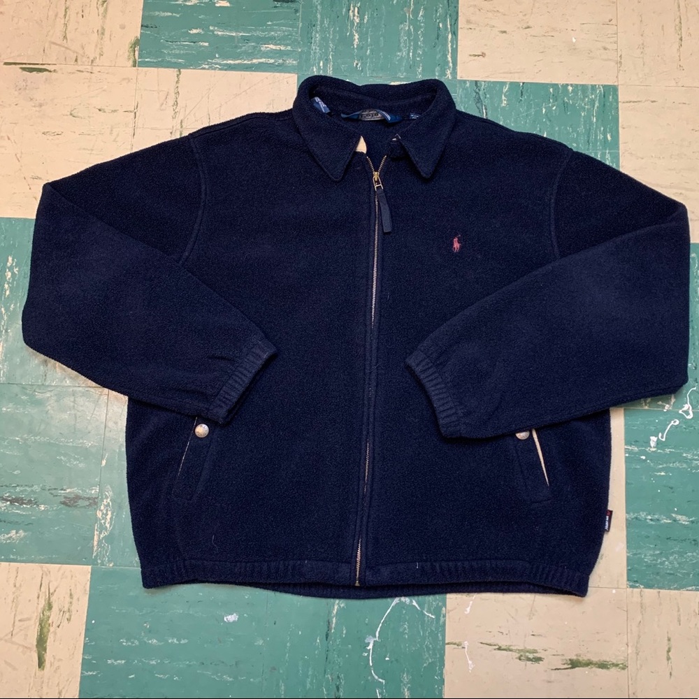 VTG 90s Polo Ralph Lauren Navy Blue Fleece Jacket